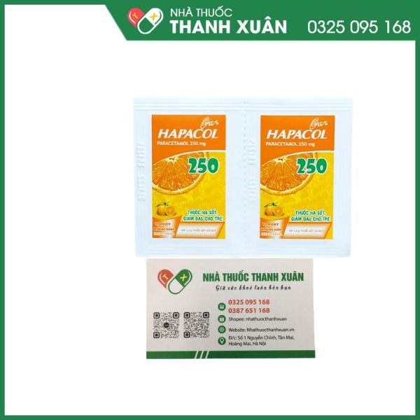 Bột sủi Hapacol 250 giảm đau, hạ sốt (24 gói x 1.5g)